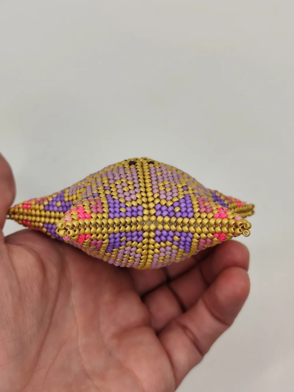 Handmade Beaded Star in Pink, Purple & Gold